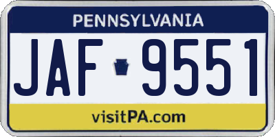 PA license plate JAF9551