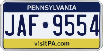 PA license plate JAF9554