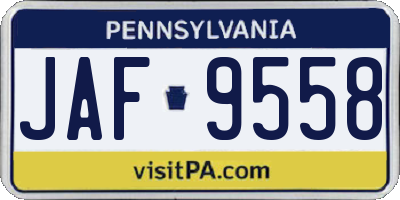 PA license plate JAF9558