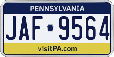 PA license plate JAF9564