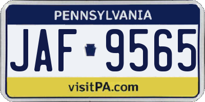PA license plate JAF9565