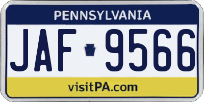 PA license plate JAF9566