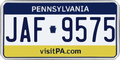 PA license plate JAF9575