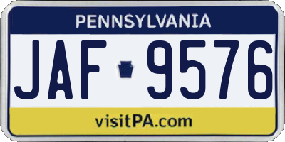 PA license plate JAF9576