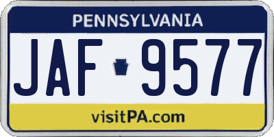 PA license plate JAF9577
