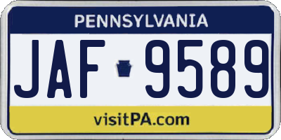 PA license plate JAF9589