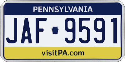 PA license plate JAF9591