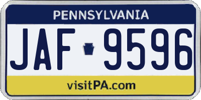 PA license plate JAF9596