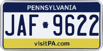 PA license plate JAF9622