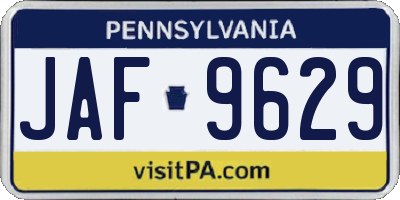 PA license plate JAF9629