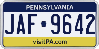 PA license plate JAF9642