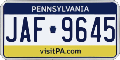 PA license plate JAF9645