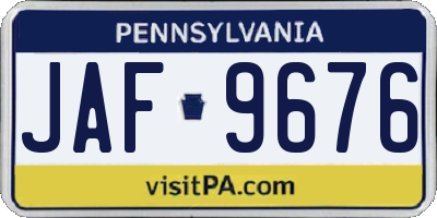 PA license plate JAF9676