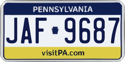 PA license plate JAF9687