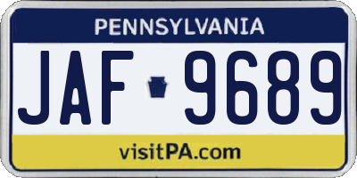 PA license plate JAF9689