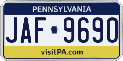 PA license plate JAF9690