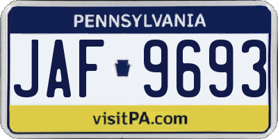 PA license plate JAF9693