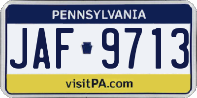 PA license plate JAF9713