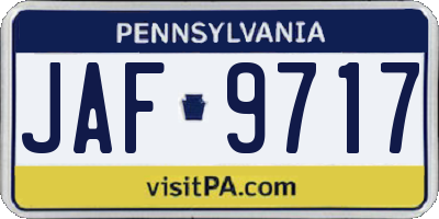 PA license plate JAF9717