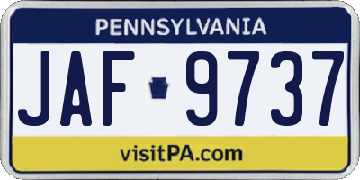 PA license plate JAF9737