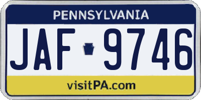 PA license plate JAF9746