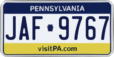 PA license plate JAF9767