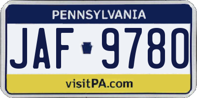 PA license plate JAF9780
