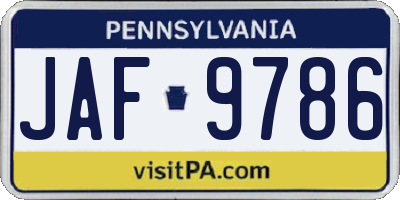 PA license plate JAF9786