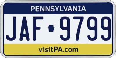 PA license plate JAF9799