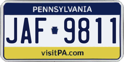 PA license plate JAF9811