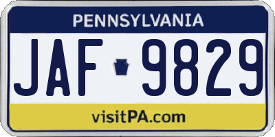 PA license plate JAF9829