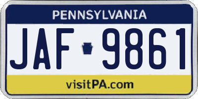 PA license plate JAF9861
