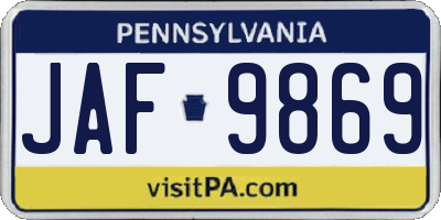 PA license plate JAF9869