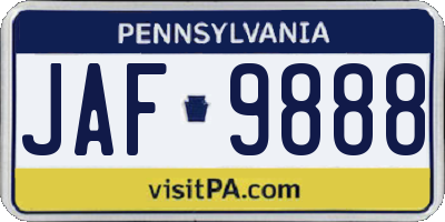 PA license plate JAF9888