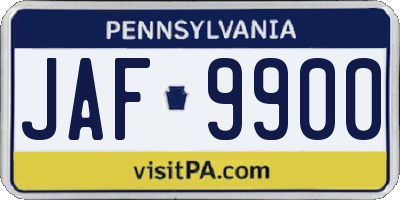 PA license plate JAF9900