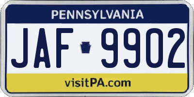 PA license plate JAF9902