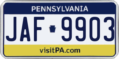 PA license plate JAF9903