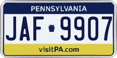 PA license plate JAF9907