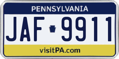 PA license plate JAF9911