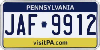 PA license plate JAF9912