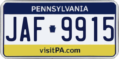 PA license plate JAF9915