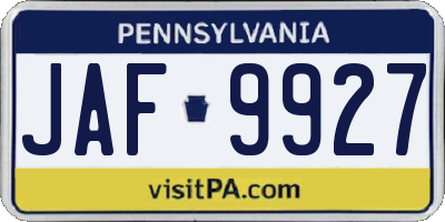 PA license plate JAF9927