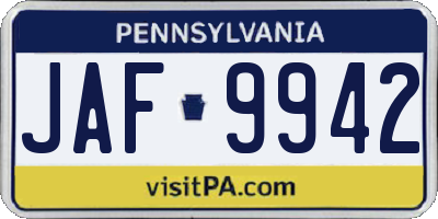 PA license plate JAF9942