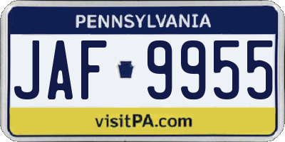 PA license plate JAF9955