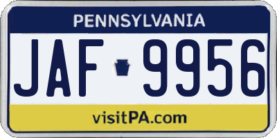 PA license plate JAF9956