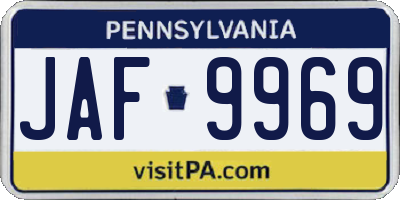 PA license plate JAF9969