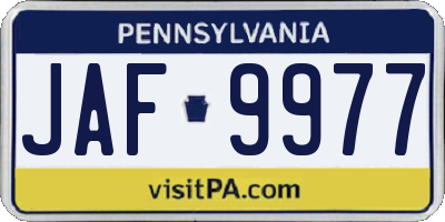 PA license plate JAF9977
