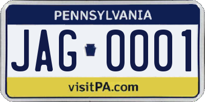 PA license plate JAG0001
