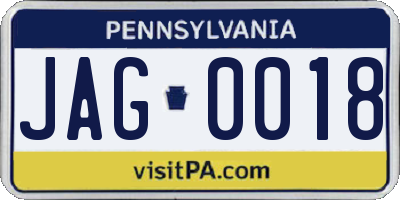 PA license plate JAG0018