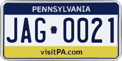 PA license plate JAG0021